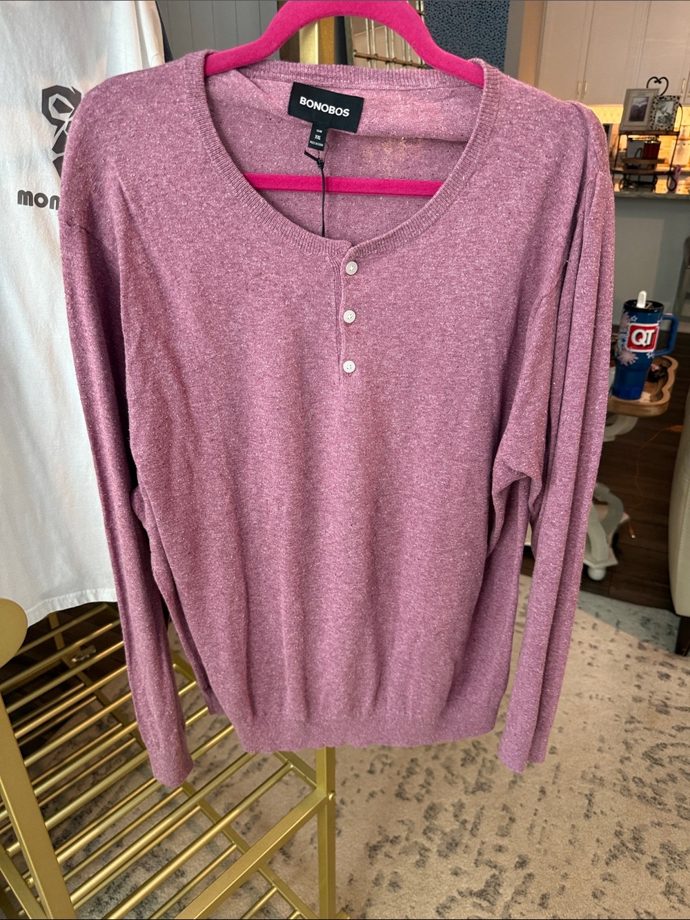 Bonobos Dusty Rose Henley Pullover Sweater